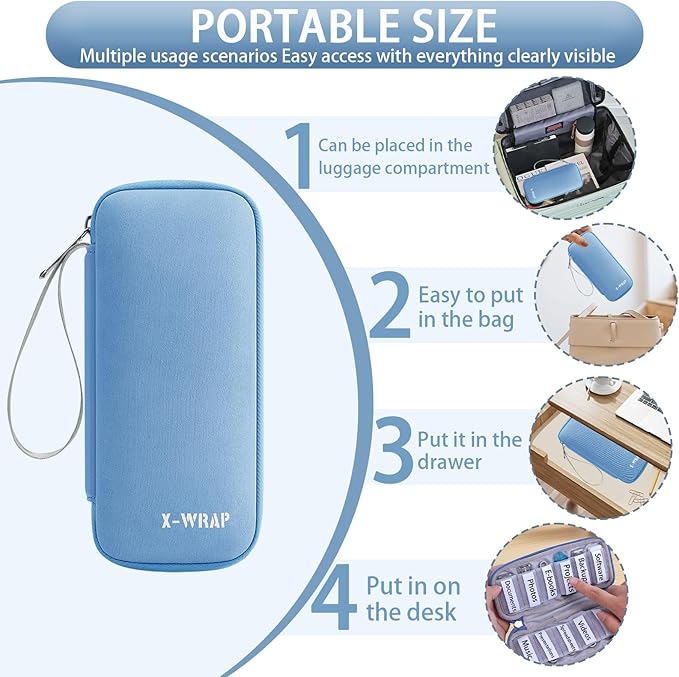 VNEIRY 12-Slot USB Drive Organizer w/Velcro Labels & Quick-Dry Marker - Peel & Stick Anywhere! Secure Case for Thumb/Jump Drives | Fits Most USB Sticks | 12-Capacity | Multiple Colors