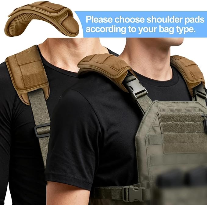 ZINZ 2-Pack Tactical Shoulder Pad, Ultra-Thick Comfort Cushion for Vest Straps, Backpacks, Breathable & Shock-Absorbing,Khaki