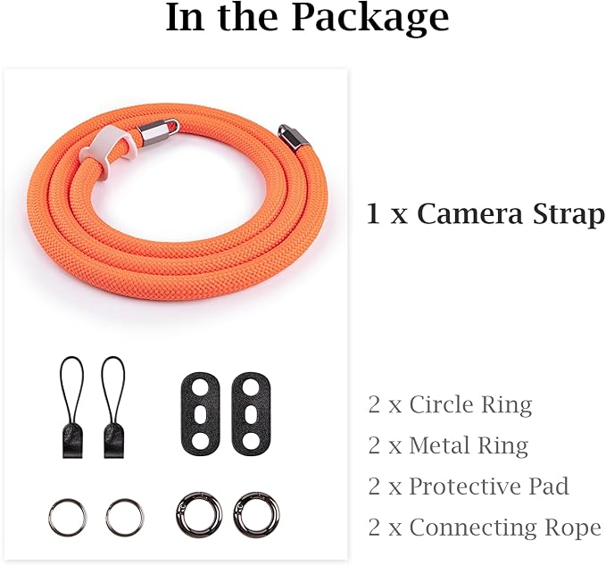 VOVMOEYA Camera Strap Rope,Camera Neck Strap Shoulder Strap for Fujifilm X100VI X100V XS20 XT5 for A6000 A6100 A6400 A6700 A7IV for Canon EOS R6 R10 for Nikon Zf Z5 Z30 - Orange