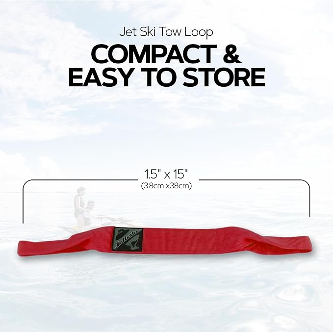 Jettribe Jet Ski Tow Loop - Nylon Tow for Ultimate Watercraft Performance - Jettribe PWC Race Accessories for Secure Emergency Tows - Bow Tow Strap with Quick Connect - Red