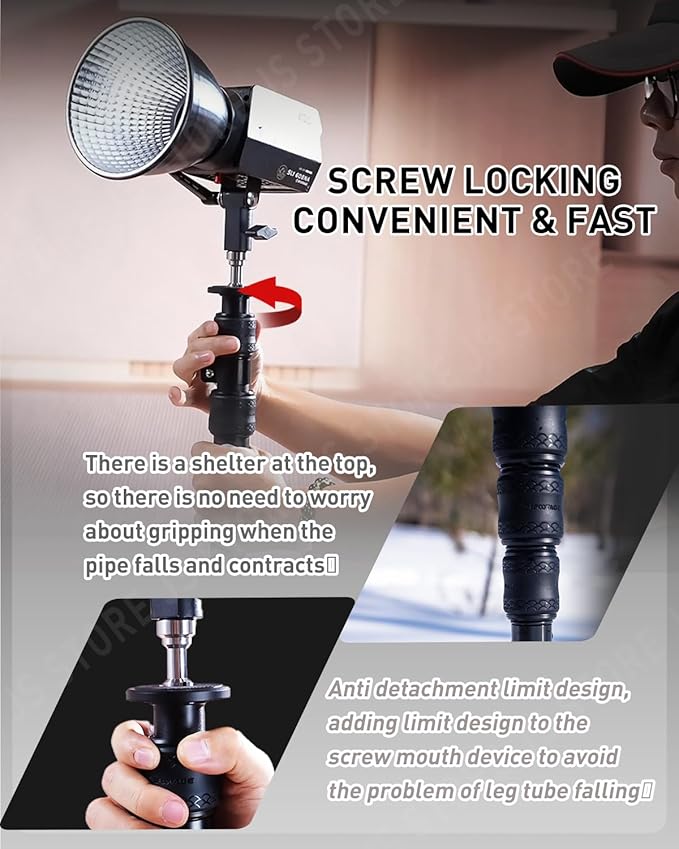 IFOOTAGE 2 Pack Round Base Monopod,15.75"/40cm Diameter,Max.Payload 22lbs/10KG,Aluminium Alloy Stable Structure, Height 30.28"/76.9cm~79.4"/201.6cm,for LED Video Light,2*RB-A400