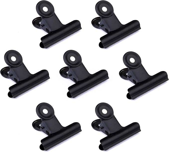 20 Pack 2 Inch Polished Steel Clips, Metal Bulldog Binder Clips, Large Hinge Paper Clips Clamps for Food Bags, Pictures Photos, Art Crafts, Home Office Supply (Black)