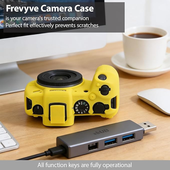 Frevyve Case for Canon EOS RP Body Camera, Skin, Anti-Scratch, Lightweight Sleeve, Soft Silicone Rubber Protective Case Cover for EOS RP Mirrorless Digital Camera Accessories (Yellow)