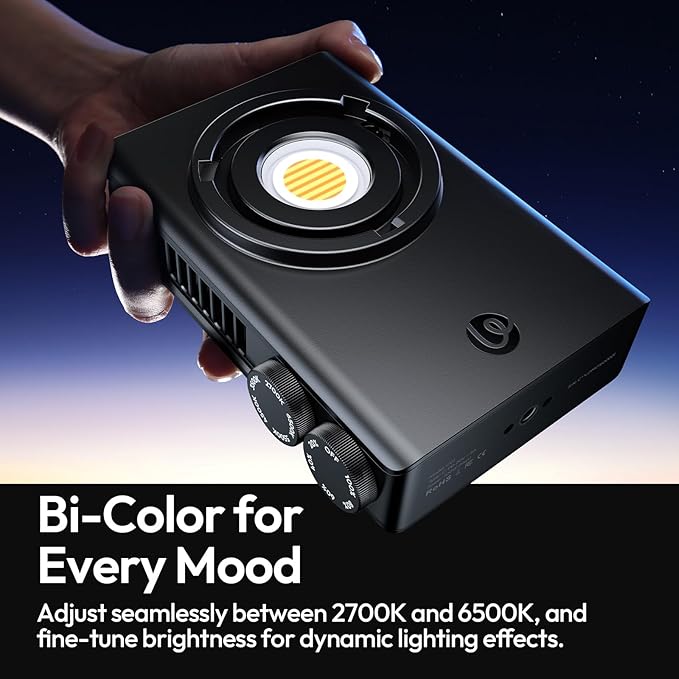 Ulanzi C01 100W COB Lights - PD 3.0 Powered, Led Video Light 2700K-6500K,14500Lx,CRI 96+, Knob Control, Compact & Lightweight (343g), Type-C Power Supply,for Portrait/Studio Lights,Mini Bowens Mount