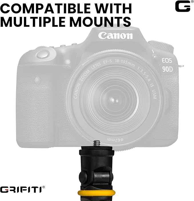 GRIFITI Nootle Recon 5 Flex Arm Leg Magnetic Camera Mount Stand Magnetic Foot 6 Inch Flexible Pole Holder Base for Cameras, Video Mounts Tripod Attaches to Steel or Other Magnet Surfaces