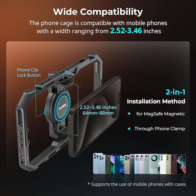 Bundle: SmallRig Universal Quick Release Phone Cage Kit Basic 4597+SMALLRIG 67mm Magnetic Filter Ring Adapter 4843+67mm Magnetic Variable ND Filter ND2-ND32 (1-5 Stops) 4581
