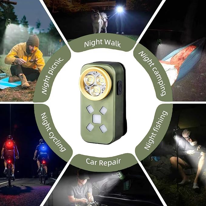 Rechargeable EDC Flashlight, Mini LED Flashights, 500 Lumens Portable Clip EDC Light, Pocket Flashlights, Magnetic Small Keychain Flashlight for Signaling, Camping, Emergency (Green)