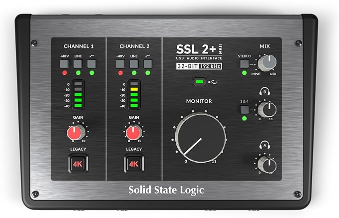 Solid State Logic SSL 2 Plus MKII USB Audio Interface with Dual Headphones, Four Balanced Outputs, and Class-Leading Mic Preamps