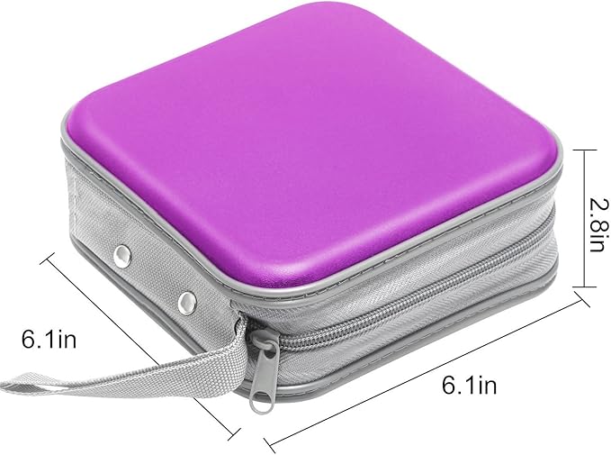 CD Case, 40 Capacity CD/DVD Case Holders Wallet Hard Plastic DVD Disc Cases Storage Binder for Car Home Office Travel (Purple)