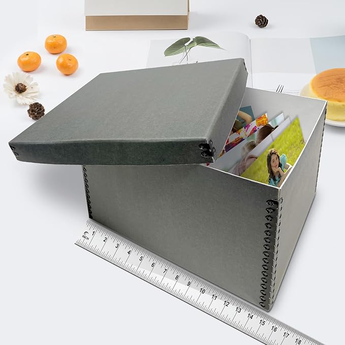 Lineco Record Storage Box 12x15x10 inch. Extra-Durable Filing Archival Cartons for Long-Term Storing of Important Documents, Papers, Photos or Prints. Acid-Free Gray Boxboard, 2 Pack