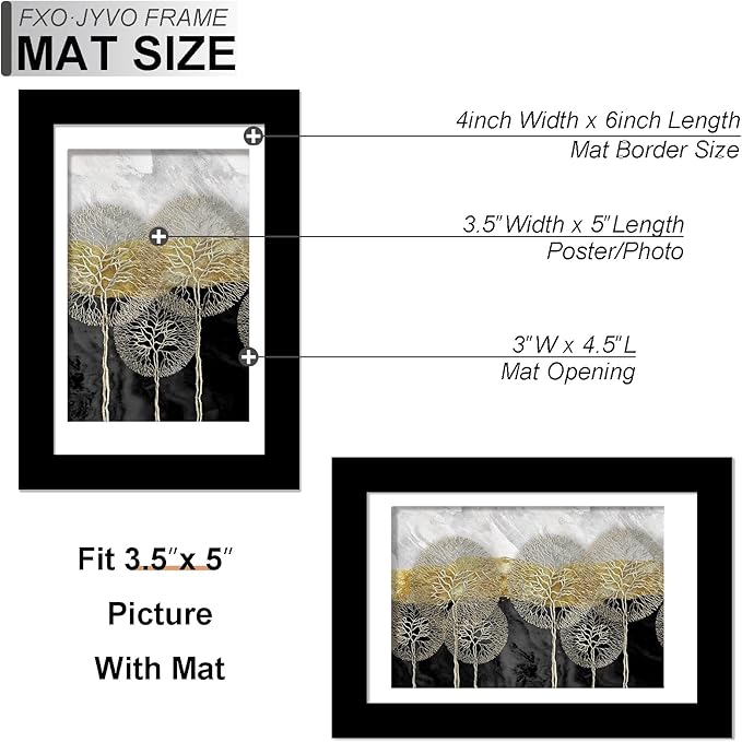 4x6 Picture Frame, Display Photo 3.5x5 with Mat or 4 x 6 Without Mat, Light Weight and High Transparent 4 by 6 Frame for Wall - 1 Pack/Black/4"x6"