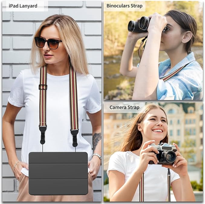 Adjustable Shoulder Strap, Comfortable for Camera Neck Lanyard iPad Strap iPad Strap for iPad, Camera, Binocular, Crossbody, Tablet, Laptop, Binocular, Luggage Bag(Red, Khaki & Black A28)