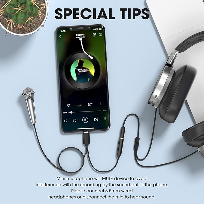 Mini Microphone for iPhone iPad Small ASMR Tiny Microphone for Voice Video Recording Singing, Vlogging, Podcasting YouTube (1 PCS Blue)