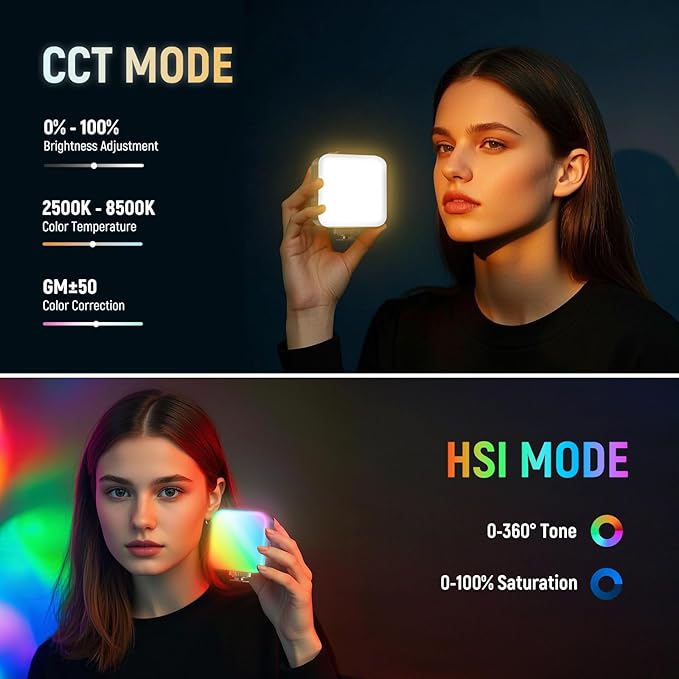 NEEWER Magnetic RGB Camera Video Light with Desk Tripod Stand & 3 Cold Shoes, Upgraded APP Control, CRI97+ 2500-8500K 2000mAh Rechargeable Photography Recording Small LED Panel Lighting, RGB62
