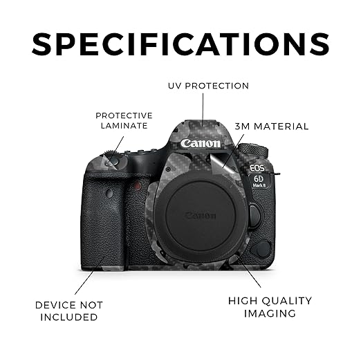 Carbon Fiber Camera Skin Compatible with Canon EOS 6D Mark II Camera (2017) - Black Camo - Premium 3M Vinyl Protective Wrap Decal Cover - Easy to Apply | Crafted in The USA by MightySkins
