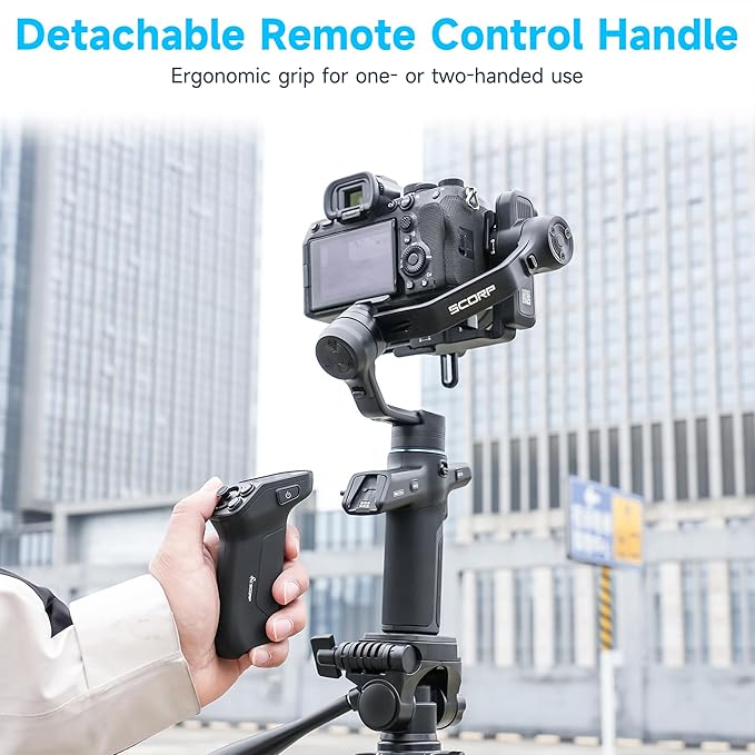 FeiyuTech SCORP Mini 3 Pro All-in-One 3-Axis Gimbal Stabilizer for Camera, Smartphone & Action Cam | Built-in AI Tracking Sensor, Detachable Remote Handle, Vertical Shooting Compatible