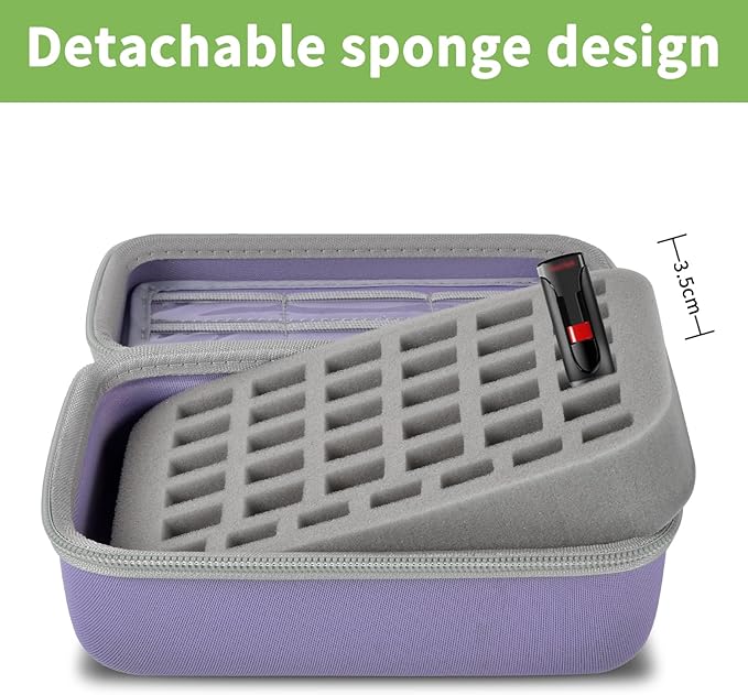 USB Flash Drive Case, SD Card & Memory Stick & Thumb Drives Pouch for SanDisk, for Samsung, Hard Shell Protective Storage Organizer - for IT Admins, Photographers & Film Crews - Box Only- (Purple)
