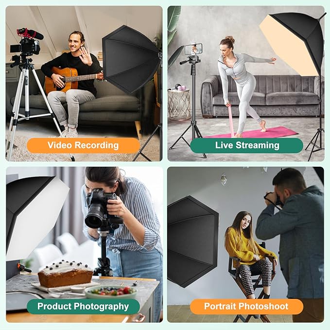 Torjim Softbox Lighting Kit - 30"X30" Professional Photography Lighting for Filming, Model Portrait, Product & Fashion Photography