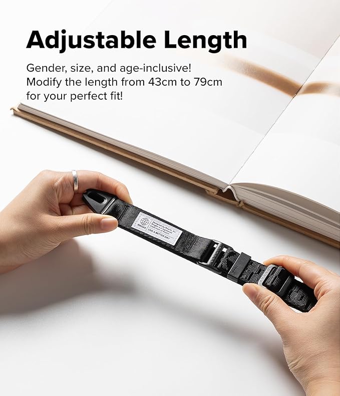 Ringke Lanyard Strap [One-Touch Buckle] Designed for Camera Strap and Phone Strap, Adjustable Sturdy Universal Neck Strap Compatible with Camera and Phone Case - Lettering Black 3