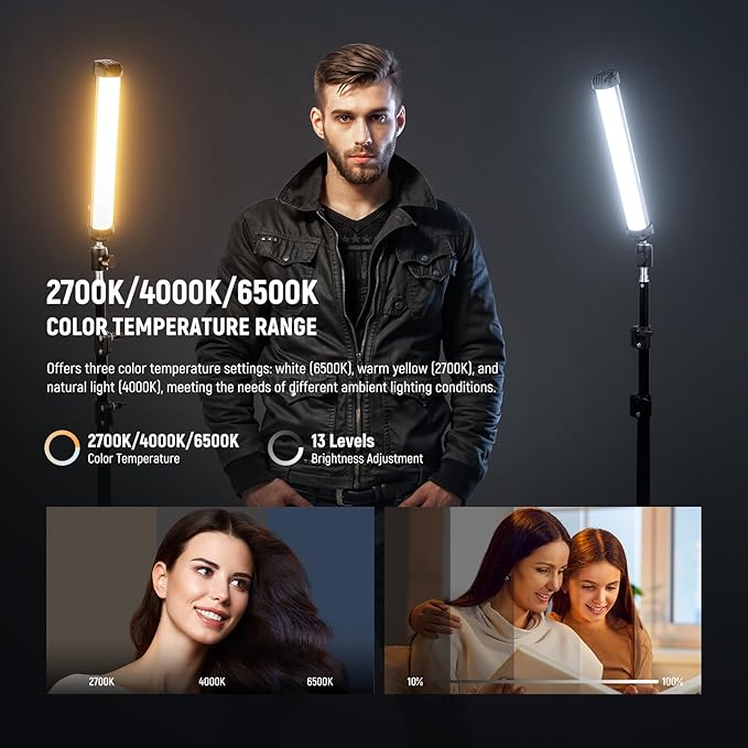 NEEWER Basics 12" Magnetic RGB Light Wand, CRI95 Dimmable 8W LED Handheld Video Tube Lighting Stick with 51 RGB Modes, 2000mAh Battery for YouTube TikTok Camera Streaming Studio Video Recording, SL30