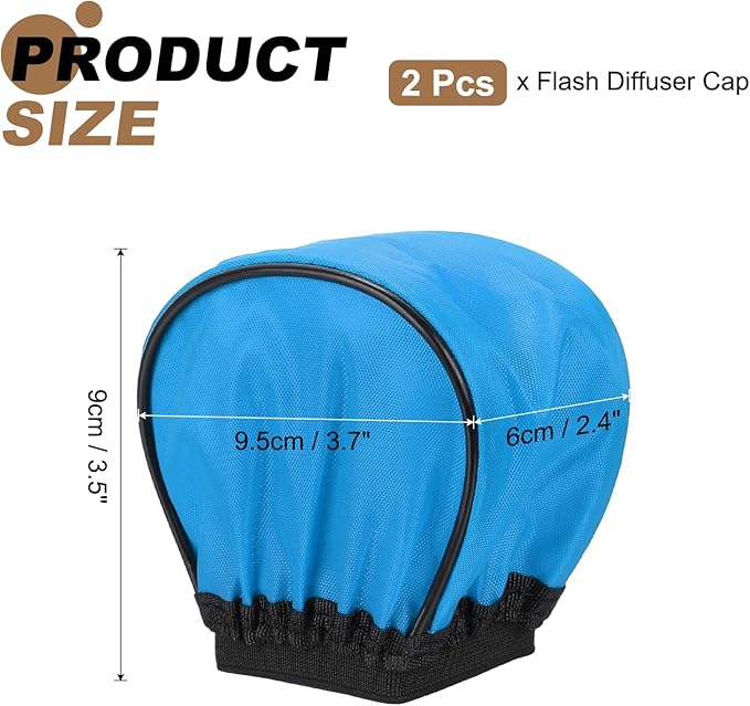 PATIKIL 3.7" x 3.5" Soft Mini Flash Diffuser Cap, 2 Pack Universal Elastic Flash Diffuser Cover for DSLR Camera Flashlight, Blue