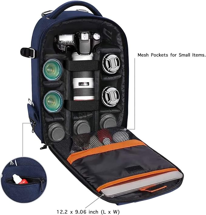 MOSISO Camera Backpack,DSLR/SLR/Mirrorless Photography Backpack Buffer Padded Shockproof Camera Bag with Customized Modular Inserts&Tripod Holder Compatible with Canon,Nikon,Sony etc, Navy Blue