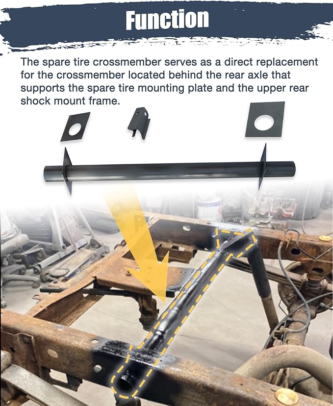 Mountainpeak Rear Spare Tire Support Crossmember Frame with Shock Mount Fit for 2007-2017 Chevy Silverado & GMC Sierra, Rear Shock Mount Crossmember Fit for Chevy Crossmember Accessories