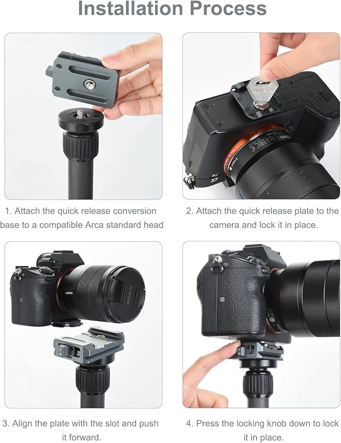 UTEBIT Quick Release Plate Kit, Arcac/F38 Interface Camera Quick Release Plate Mount Quick Setup w/ 1/4" to 3/8" Screw Thread Gimbles Sliders Tripods Adapter for Sony Canon Monopod DSLR Stabilizer