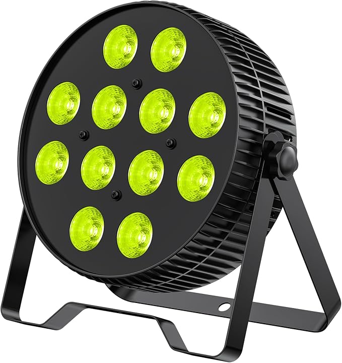 Betopper LED Stage Lights,12X18W DJ Par Light,RGB+Lime+Amber+UV 6-in-1 Wash/Strobe Effect Stage Lighting, DMX512/Sound Activated Uplighting Light for DJ,Parties,Concerts,Bars,1 Pack