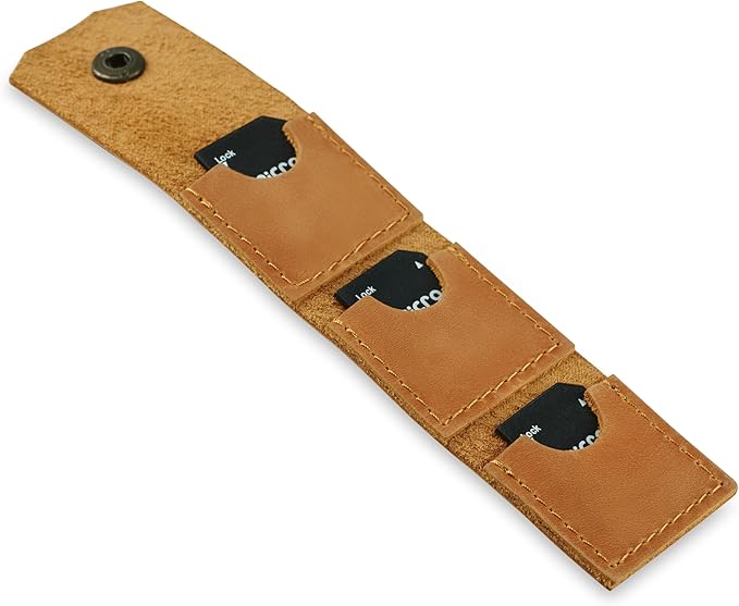 Leather SD Card Holder Keychain, SD Card Case Key Fob, Micro SD Card Holder Organizer, SD Card Storage Case, Memory Card Case Cover, Travel Memory Card Case (Vintage Brown)