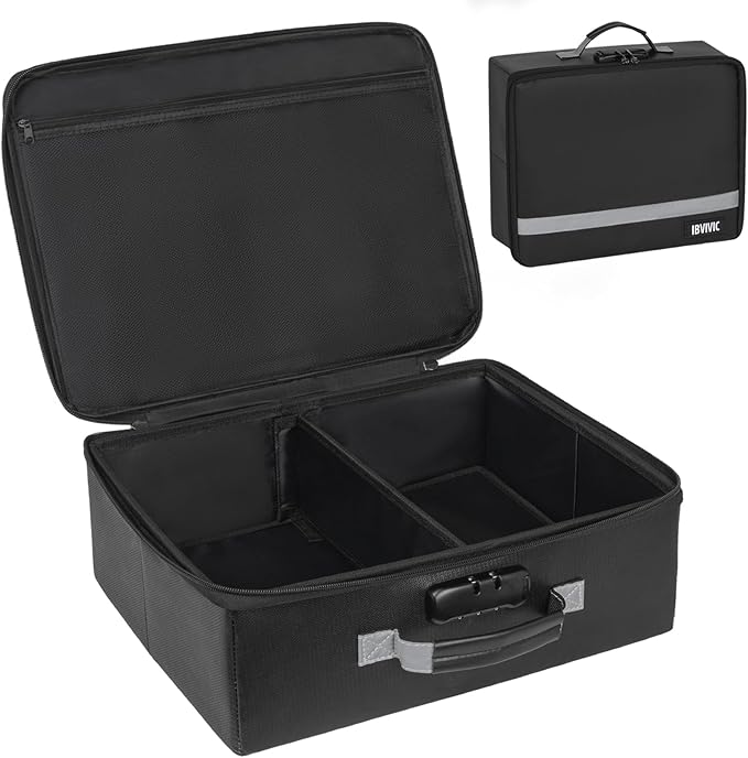IBVIVIC Fire-resistant Photo Storage Box, Photo Organizer with Lock, Portable Photo Storage Containers Suitable for Storing 16pcs 4" x 6" Photo Cases (Box Only)