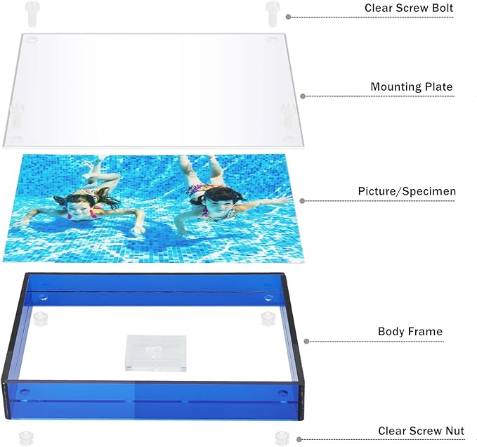 Gelite Acrylic 11X14 Picture Frame to Display 11x14 8x10 8.5x11 9x12 Pictures Mat-free Neon Floating Photo Frame for Wall and Tabletop, Navy Blue