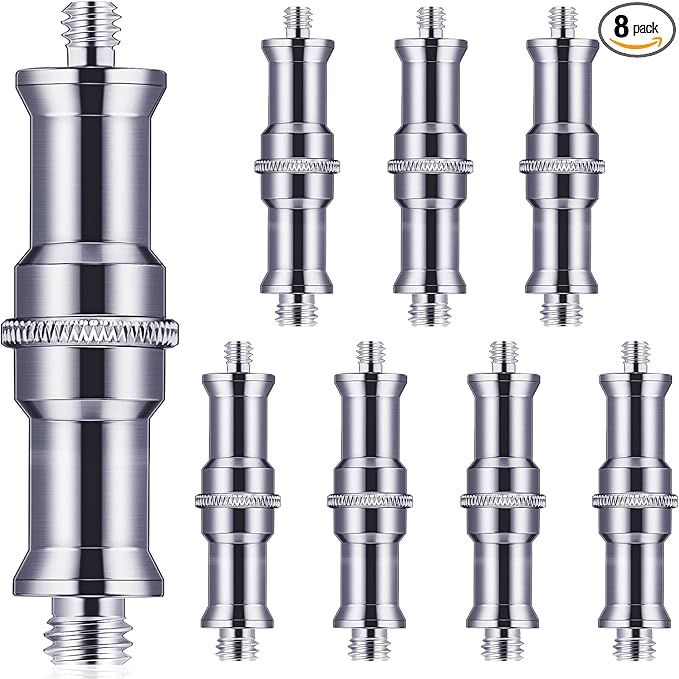 8 Pieces Standard 1/4 to 3/8 Inch Metal Male Convertor Threaded Screw Adapter Stud for Camera Tripod Studio Light Stand Wireless Flash Receiver