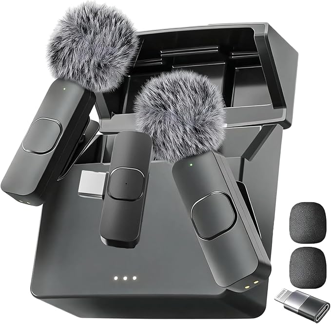 Mini Mic Pro (Latest Model - Wireless Microphone for iPhone, iPad, Android, Lavalier Microphone for Video Recording - iPhone Mic Crystal Clear Recording with USB-C (with Charging Case)