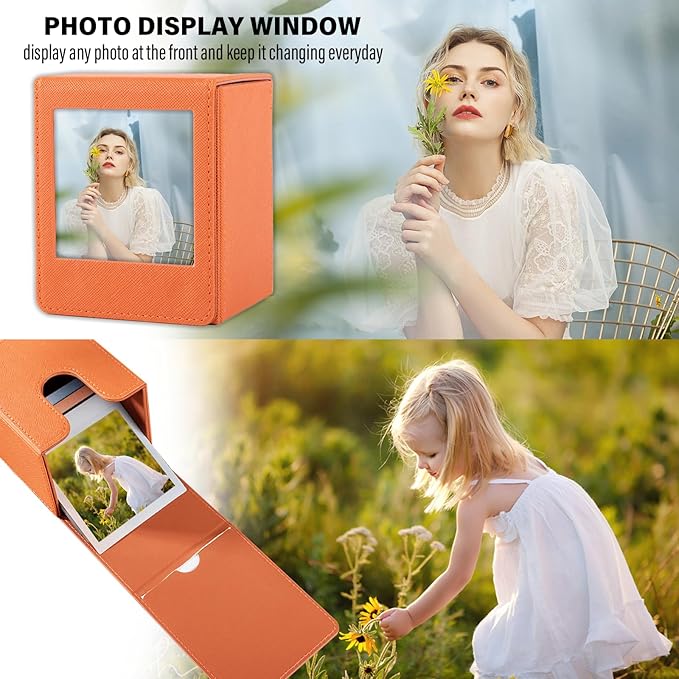 Photo Case for Instax Square SQ Film, Square Picture Holder, Photo Storage Box Compatible with Fujifilm Instax Square SQ1 SQ20 SQ40 SQ10 SQ6 SP-3 Instant Cameras - Brown