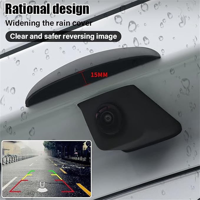 Rear View Backup Camera Cover, Car Rear Camera Rain Cover, Backup Camera Cover for Rain Car, Anti-Rain Reversing Cameras Protection, Universal Abs Rain Shield for Most Cars (Black*2pcs)
