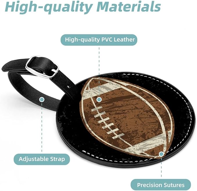2 Pack Luggage Tags for Suitcases Leather Name Travel Tags for Luggage ID Label Bag Tags, Vintage Old Football Soccer Sports Ball