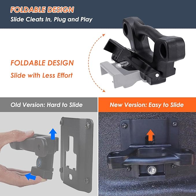4Pcs Foldable Truck Bed Tie Down Anchors Boxlink Cleats Compatible with Ford F150 F250 F350 & Raptor 2015-2024 2025