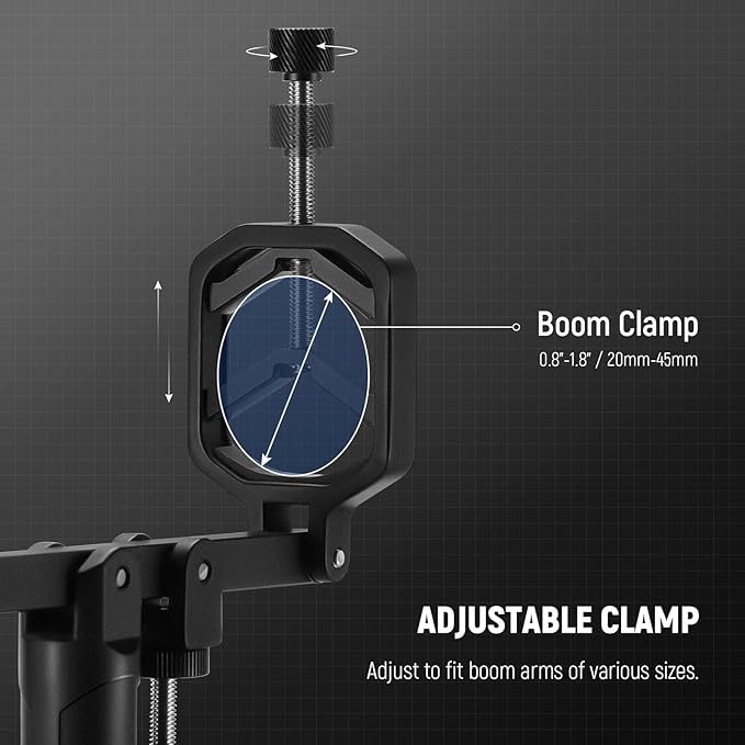 NEEWER Mic Boom Pole Support Holder with 5/8" Stud for Light Stand Boom Arm C Stand, Metal Nonslip DSLR Video Microphone Shotgun Mount Adapter, -15°/+30° Tilt, Max Load: 17.6lb/8kg, CM-NA-2