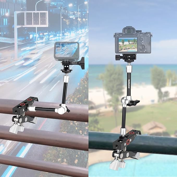 Heavy Duty DSLR Mirrorless Camera Camcorder Super Clamp Mount w/Magic Arm +Quick Release Plate Desk Table Handrail Bar Holder Video Rig Kit for Studio Youtuber Travel Outdoor Time Lapse Vlogging