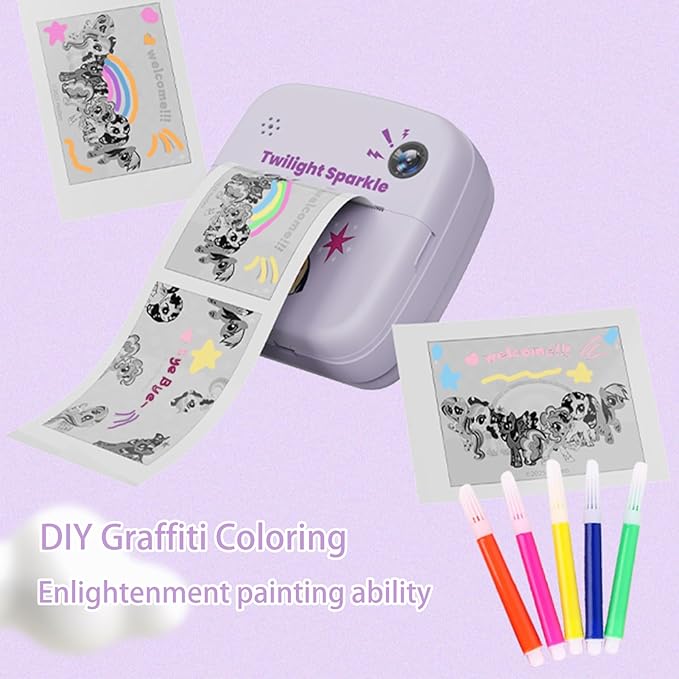 My Little Pony Rainbow Series Children Print Camera, Polaroid Camera for Kids, Kids Camera Instant Print,3 Year Old Girl Gifts,Twilight Sparkle