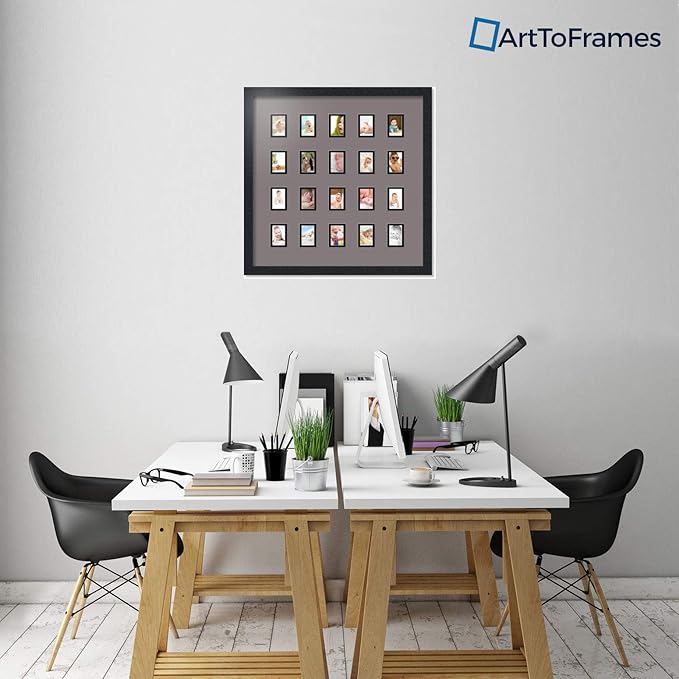 Art to Frames Double-Multimat-398-748/89-FRBW26079 Collage Photo Frame Double Mat with 20-2x3 Openings and Satin Black Frame