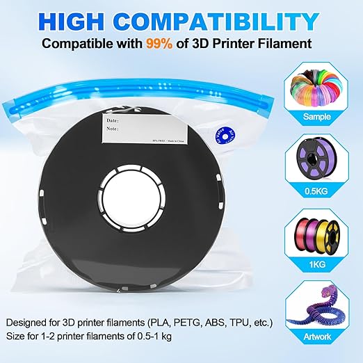 AGPTEK 3D Printer Filament Storage Bags 11.8×13.4 inch(20 Pack) - Vacuum Sealed Kit with 500mAh Electric Pump & Silica Gel Desiccants, Moisture-Proof and Dust-Proof for PLA, ABS, PETG Filament (PA+PE)