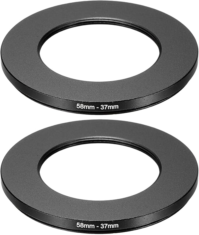 PATIKIL Step Down Ring Adapter 58mm to 37mm, 2 Pcs Filter Step-Down Rings Camera Lens Filters Metal Ring Digital for ND IR DSLR Lenses, Black
