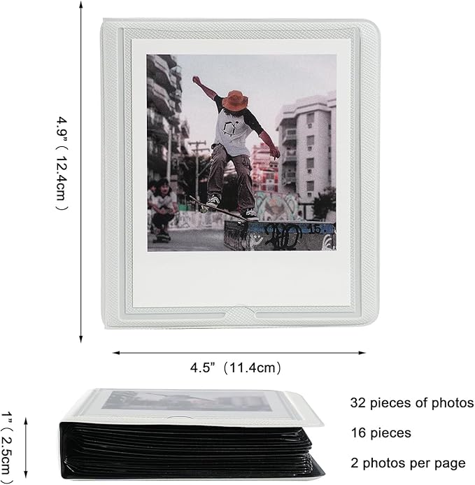 iFreak Polaroid Photo Album Book Fits For Fujifilm Instax Wide Square Picture Album, Holds Square Instant Square SQ1 SQ6 SQ10 SQ20 Camera Film Polaroid 600 i Type 3.5x4.25 inch Film (Pale Gray)