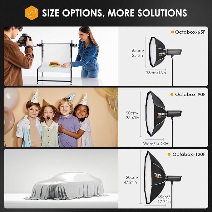 TARION Quick Release Octagonal Softbox - Bowens Mount Softbox with Diffusers/Honeycomb Grid/Carrying Bag for Live Streaming, Photography, Videography (Octagonal 47.2"/120cm)