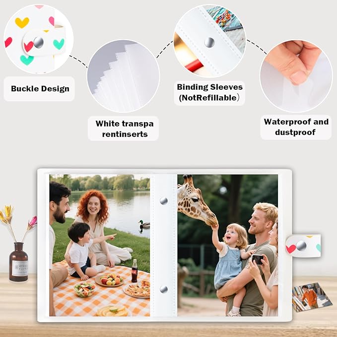 2 Pack Small Photo Album 5x7 Holds 52 Pictures Leather Cover 5 x 7 Album Mini Picture Book Acid Free Inner Pages Portable Albums Book for Wedding Family Boys Girls Art Work(White)