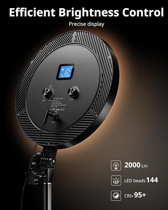 UBeesize Professional Ring Light with Stand, Phone Holder & Remote – 6500K Full-Screen LED Lighting for Makeup, Photography, Studio, Barber, and Live Streaming