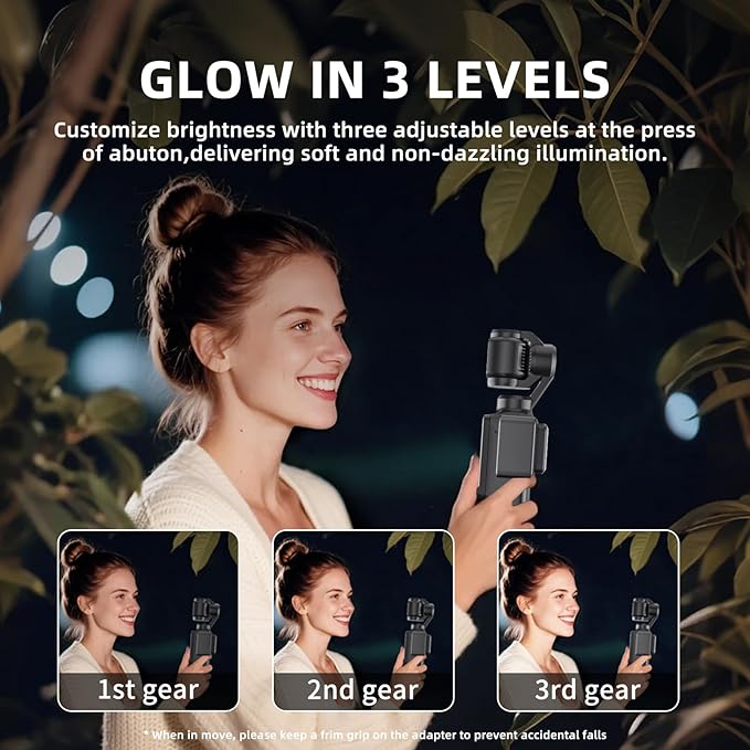 Magnetic Selfie Light for DJI Osmo Pocket 3 Light Creator Combo, Rechargeable Mini LED Video Fill Light, 3 Color Modes/Brightness Adjustable for Pocket 3 Selfie Vlog Recording, Makeup, TikTok (2 Set)