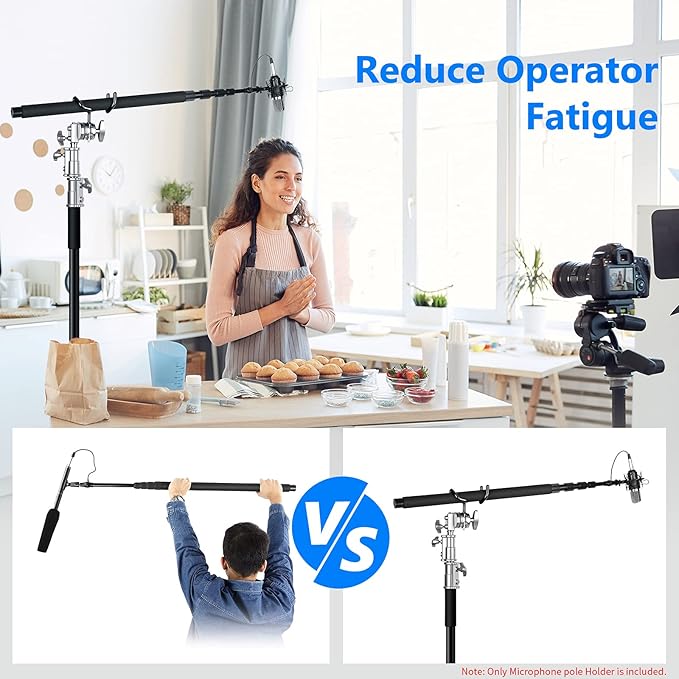 NEEWER Metal Microphone Boom Support Holder for C-Stands and Mic Stands, Black